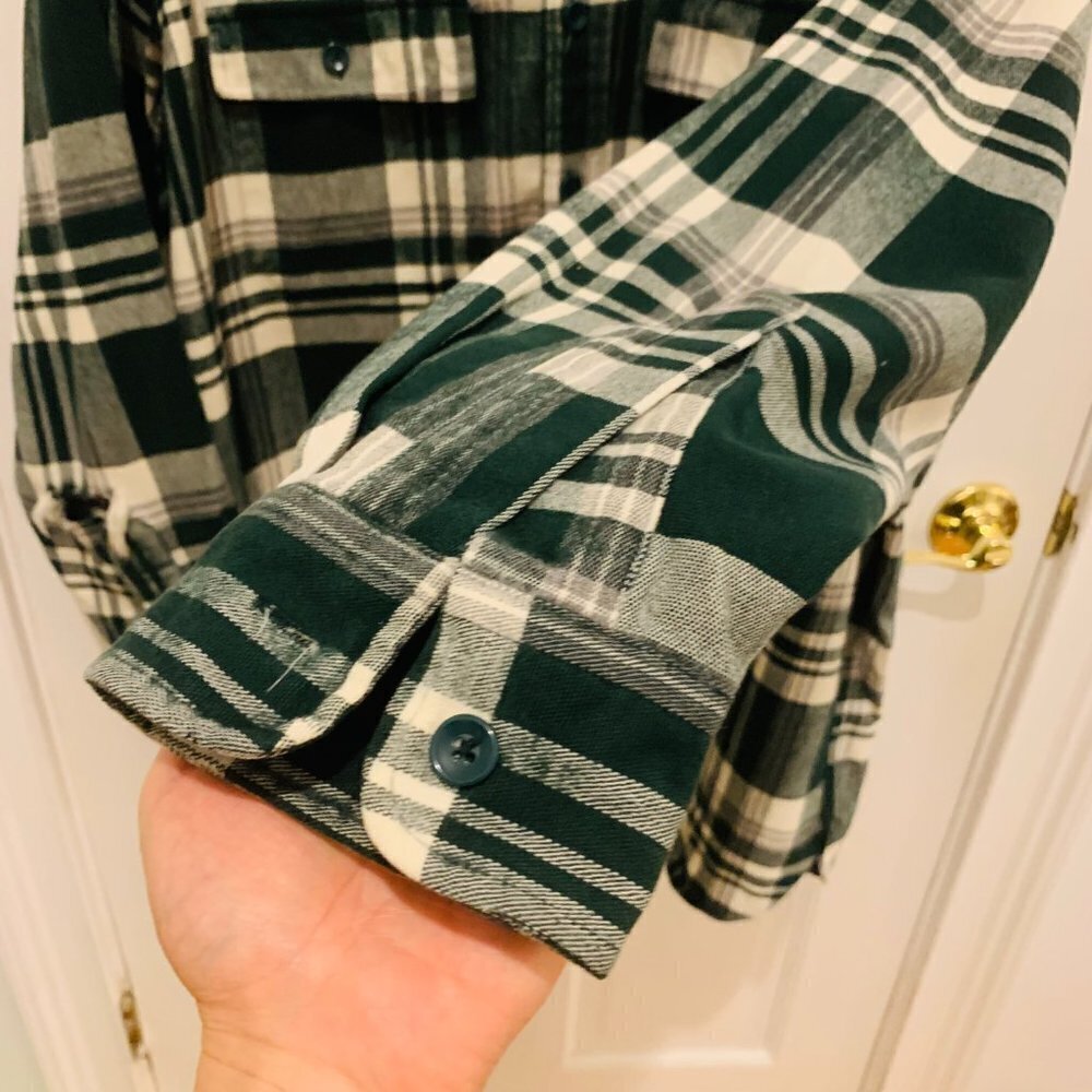 Vintage LL Bean Flannel Men's Thick Work Shirt Size Large Heavy Chamois Work - Picture 6 of 9